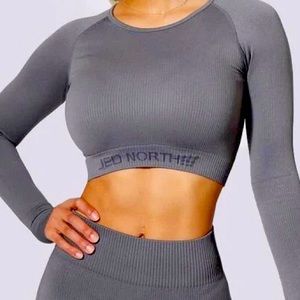 Seamless Long Sleeve Crop Top - Gray NWOT